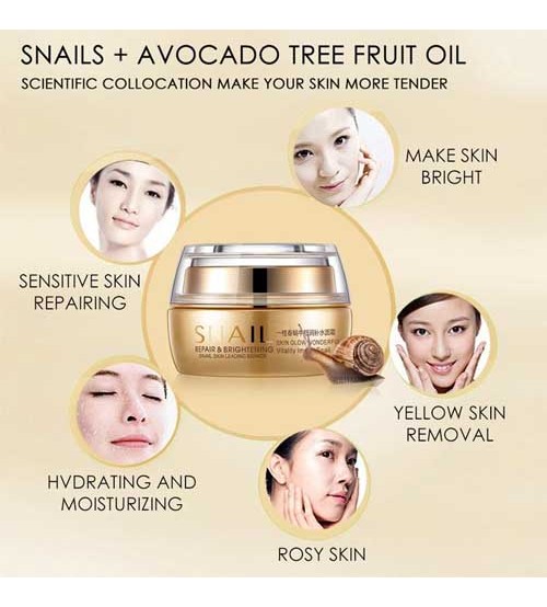 BIOAQUA Snail Repair & Brightening Skin Glow Day Cream Face Skin Care 50g